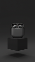 Wireless earbuds in matte graphite charging case