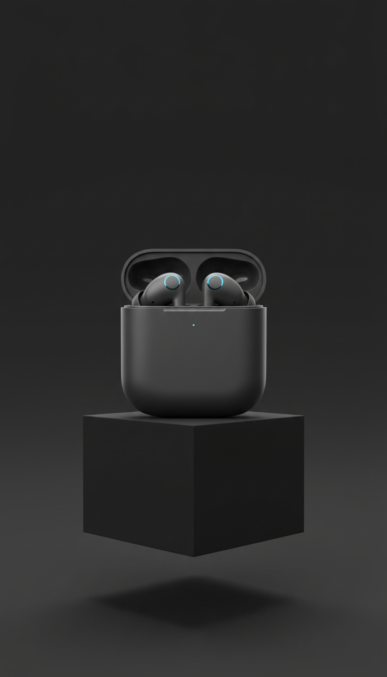 Wireless earbuds in matte graphite charging case
