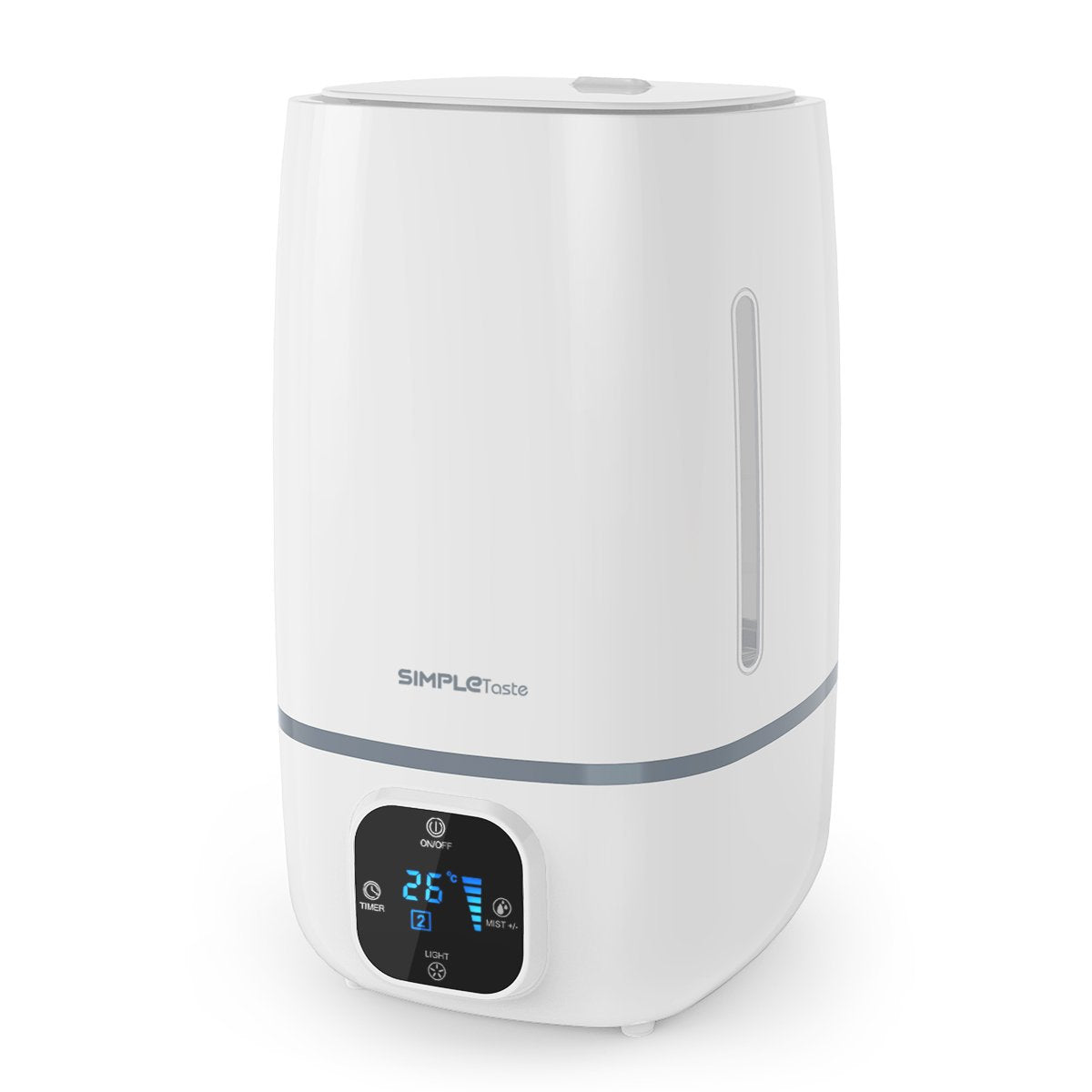 SimpleTaste 4L Ultrasonic Cool Humidifier Aroma Essential Oil Diffuser with LCD Display, 3 Mist Level Control, Timer Setting, and 7 Colors LED Light Whisper-Quiet, 171730CM